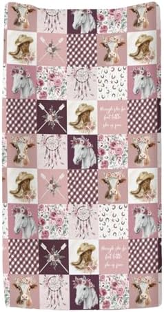 Western themed horse and cow nursery changing pad cover