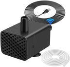 Five volt small fountain pump operating quietly inside a clear glass aquarium fish tank setup.