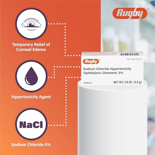 Sterile alcohol free hypertonic saline eye ointment tube with lanolin and mineral oil for nighttime protection.