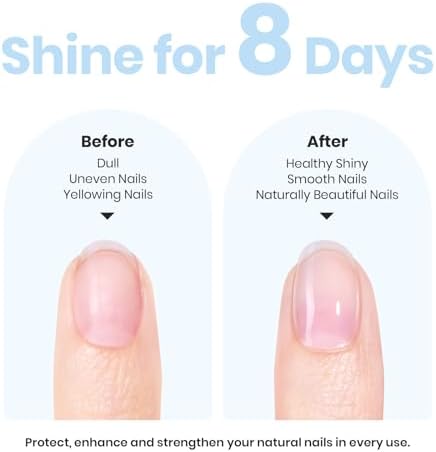 Manicure treatment bottle displaying the clean air dry application steps without curing lamps.