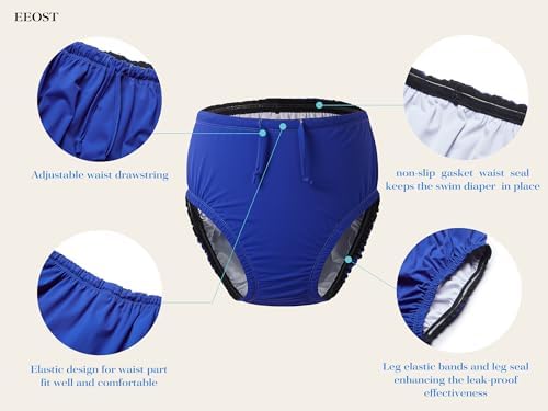 EEOST reusable swim diaper showing leg gasket seal detail