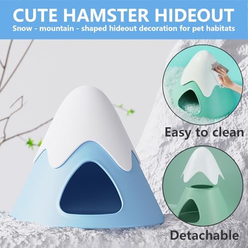 Hamster Hideout, Snowy Mountain Shape Hamster Hide House,Cute Small Animal Habitat Hideaway Hut for Syrian Hamsters, Mice, Gerbils, Rats (Blue) - Image 4