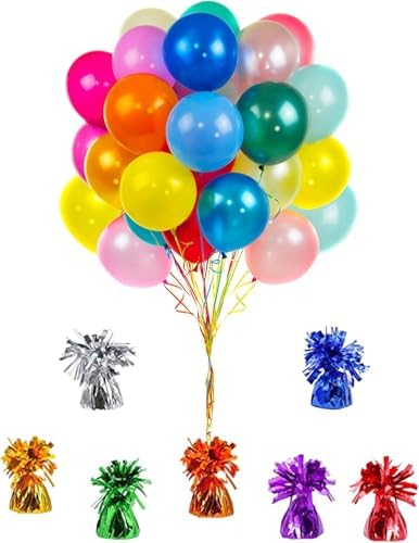 Six pack arrangement of white foil balloon weight centerpieces showcasing the uniformity and premium quality finish.