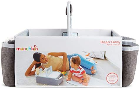 Munchkin grey travel diaper caddy set for nursery storage