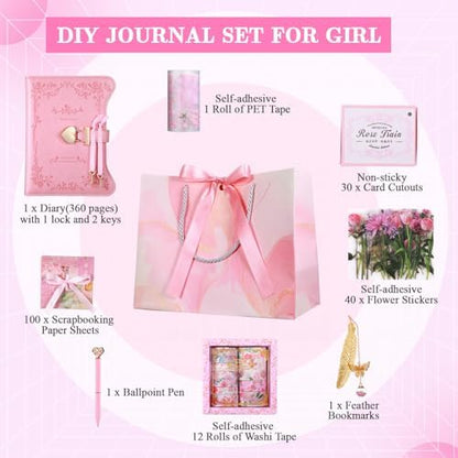 Open view of Janlaugh scrapbooking kit with paper and stickers