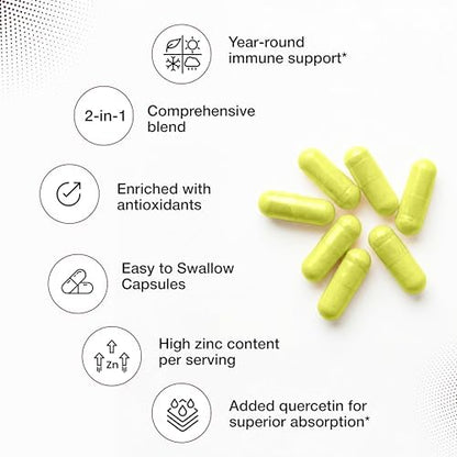 High absorption zinc monomethionine capsules with quercetin antioxidant benefits