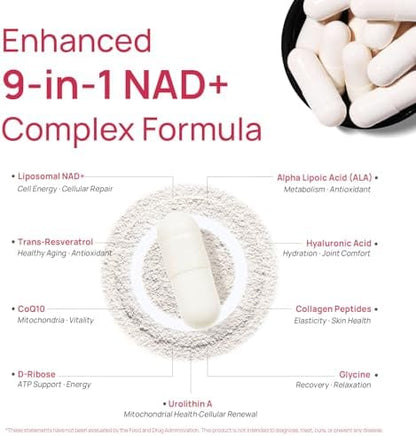 Back label of Selerb NAD+ alternative for women indicating clean ingredients and USA sourcing verification