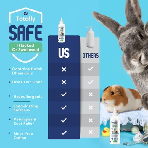 Soothe itchy skin small animal shampoo liquid pour demonstrating clear unscented consistency.