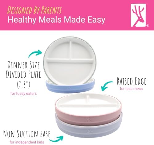 Elk and Friends toddler plates showing divided sections for balanced meals