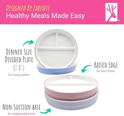 Elk and Friends toddler plates showing divided sections for balanced meals