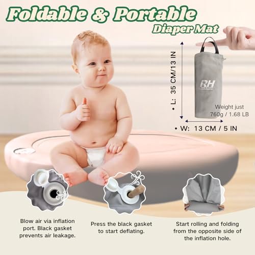 Reach Hope pink inflatable changing pad showing safety belt
