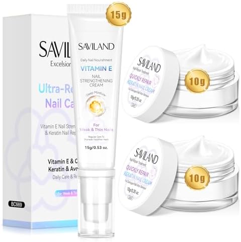 Saviland nail cream jar showing ultra-repair texture