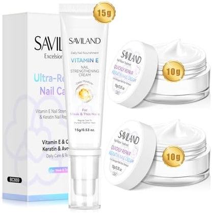 Saviland nail cream jar showing ultra-repair texture
