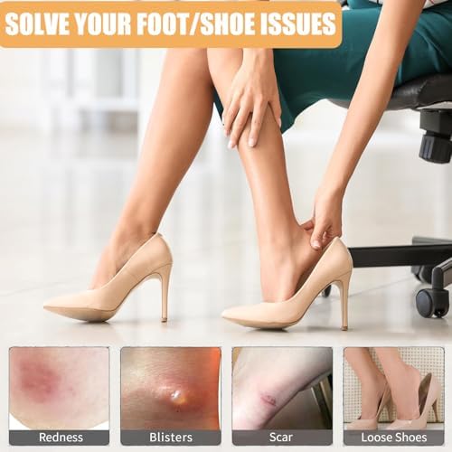 Self adhesive memory foam heel grips in black and beige colors