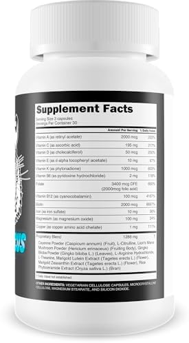 Fierce Focus memory and focus formula supplement facts label with DMAE details.