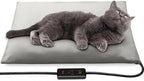 Electric heated dog mat with chew resistant steel cord and LED controller unit.