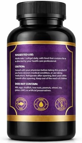 Marq Nutrition 120 capsules wild caught fish oil supplement nutrition label view