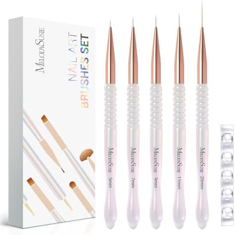 MelodySusie 5 piece nail art liner brush set with storage holder