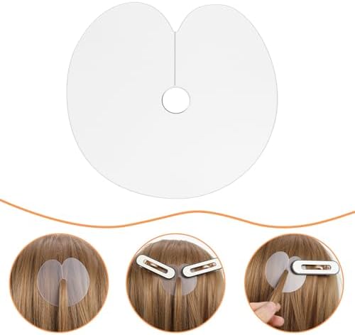 Close up view of a single hole round spacer template for fusion human hair bonding.