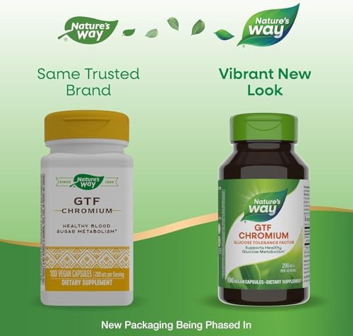 Authentic imported Nature's Way GTF Chromium metabolism booster capsules bottle