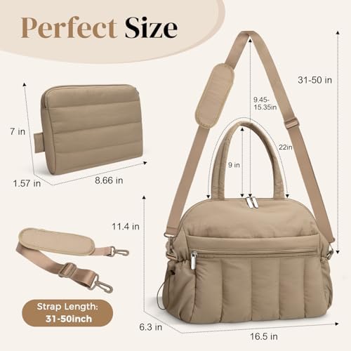 FullWoyi Puffer Diaper Tote Bag attached to stroller with non-slip hooks