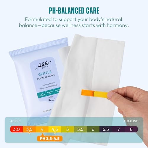 Gentle pH balanced wipes for sensitive skin with botanical extracts.