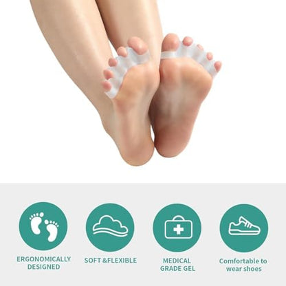 Yoga toe spacers in clear silicone material