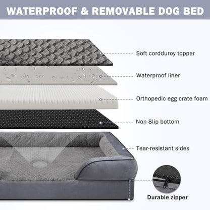 INVENHO Orthopedic Dog Beds Large Sized, XL Washable Dog Sofa with Egg-Crate Foam, Waterproof Lining and Non-Skid Bottom - Image 5