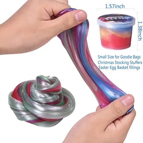 Close up view of the vibrant blue and purple space theme illusion slime cups