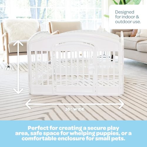 Carlson 4-Panel Plastic Pet Pen, 24" Tall White Indoor/Outdoor Playpen with Door and Lock, Portable Exercise Pen for Small Pets, Puppies, Rabbits, and Whelping - Image 3