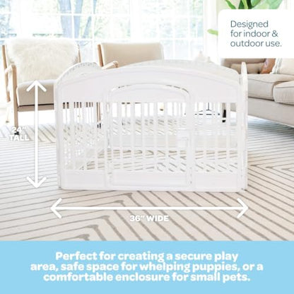 Carlson 4-Panel Plastic Pet Pen, 24" Tall White Indoor/Outdoor Playpen with Door and Lock, Portable Exercise Pen for Small Pets, Puppies, Rabbits, and Whelping - Image 3