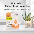 Attn Grace heavy bladder leak pads displaying ultra thin 5mm profile and high absorbency layout
