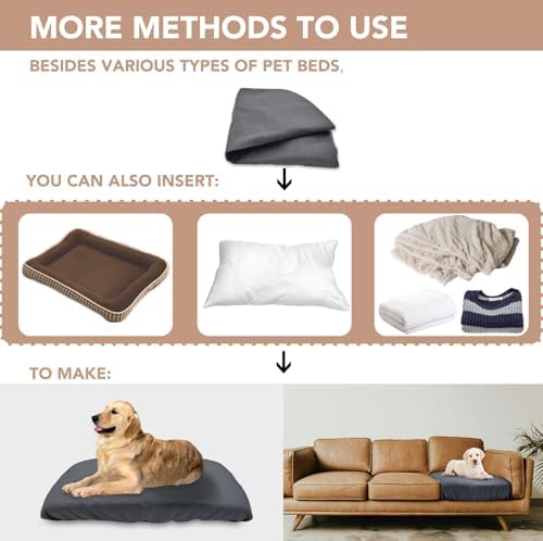 Panabana heavy duty pet bedding cover stuffed with DIY blankets close up