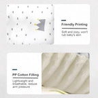 Close up of soft plush fabric and white crown pattern