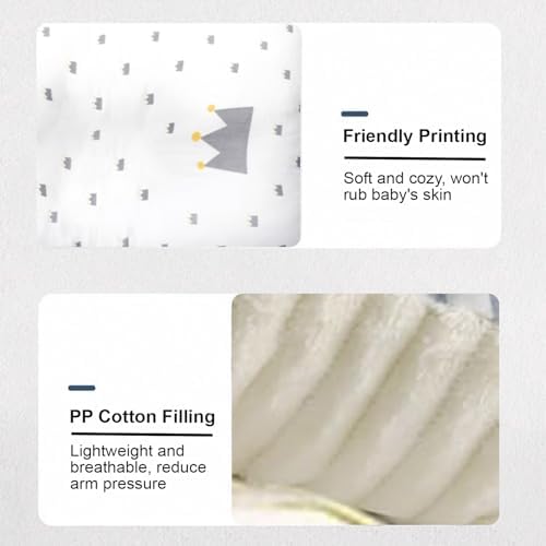 Close up of soft plush fabric and white crown pattern