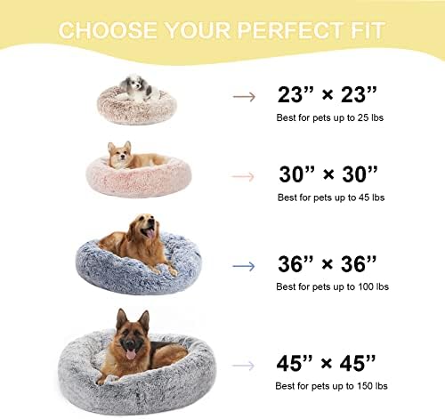 Bedfolks Calming Donut Dog Bed, 36 Inches Round Fluffy for Large Dogs, Anti-Anxiety Plush, Machine Washable (Dark Grey, Large) - Image 6