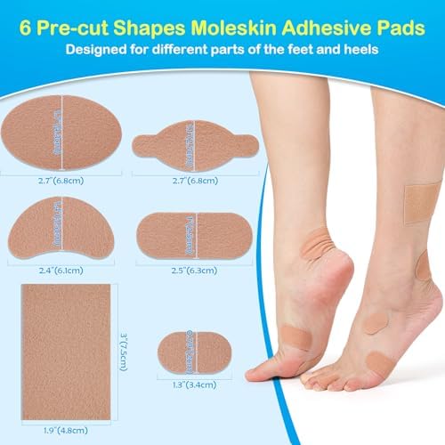 Jupwalz moleskin padding applied to a person's heel