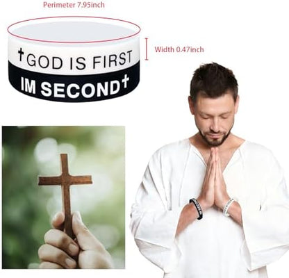 CITYBAN religious faith wristband being worn on an adult wrist to demonstrate stretchable comfort fit.