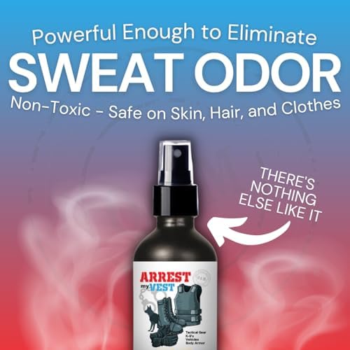 Arrest My Vest Unscented odor neutralizing spray for law enforcement equipment.