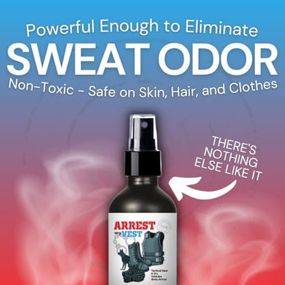 Arrest My Vest Unscented odor neutralizing spray for law enforcement equipment.
