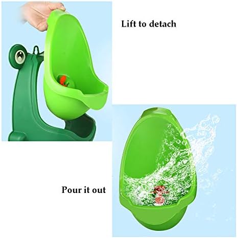 Close up of the spinning aiming target inside the frog urinal