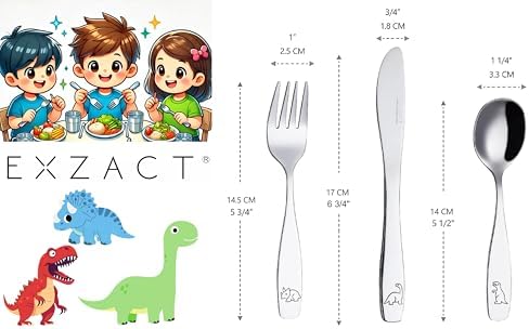 Exzact 6 piece toddler utensil set stainless steel