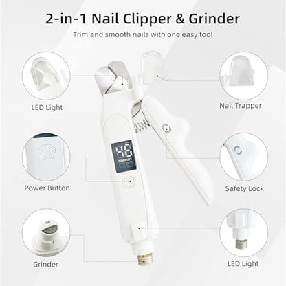 White dual function guinea pig claw cutter with battery indicator screen