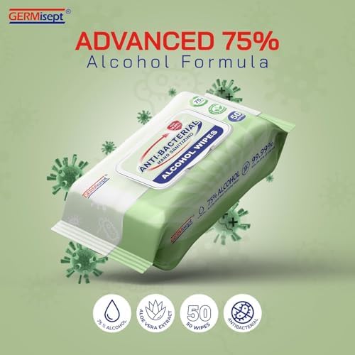 Advanced 75% Alcohol Antiseptic Hand Sanitizer Multipurpose Wipes ((50 Count x 24 Pack = 1200 Wipes)) - Image 2