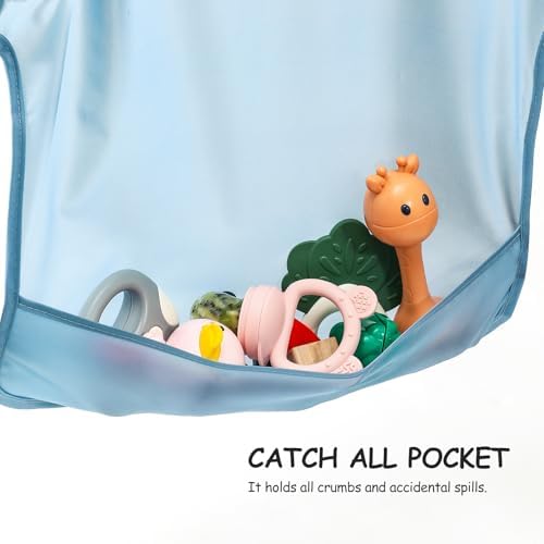 Sleeved baby bib protecting clothes during messy playtime and feeding sessions