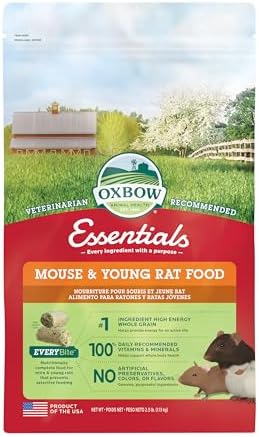 Oxbow uniform rodent pellets designed to prevent selective feeding in mice and young rats.