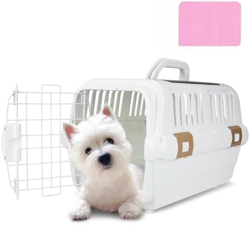 Triplehare plastic dog and cat kennel top loading view with transparent door