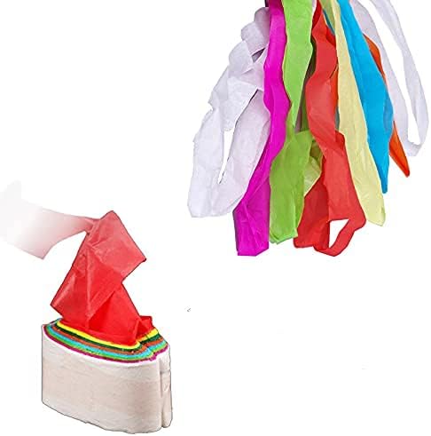 Magician performing with colorful mouth coil paper trick