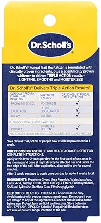 Clinical strength Dr. Scholl's foot care product for moisturizing and brightening damaged nails.