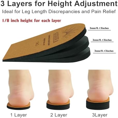 SIIHEA height increase insoles stacked to show 1/8 inch adjustable segments